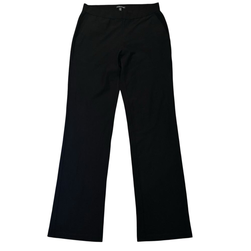Eileen Fisher Black Crepe Slim Straight Pull On Pants Stretch Pockets XS [28x32]